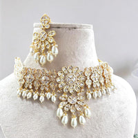 Jewel Addiction Gold Plated Polki Kundan And Pearls Choker Necklace Set