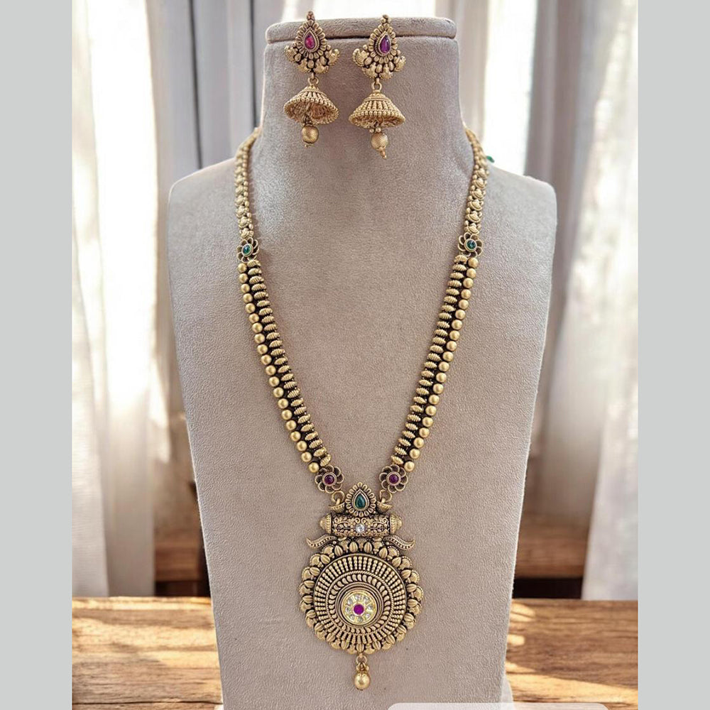 Jewel Addiction Gold Plated Pota Stone Long Necklace Set