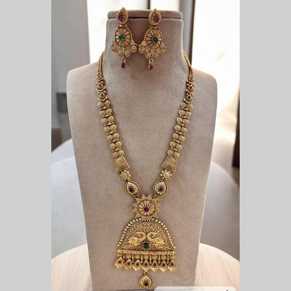Jewel Addiction Gold Plated Pota Stone Long Necklace Set