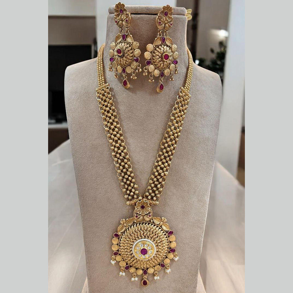 Jewel Addiction Gold Plated Pota Stone Long Necklace Set