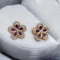 Jewel Addiction Gold Plated Pota Stone And Austrian Stone Studs Earrings