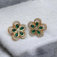 Jewel Addiction Gold Plated Pota Stone And Austrian Stone Studs Earrings