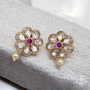 Jewel Addiction Gold Plated Polki Kundan Stone And Beads Studs Earrings