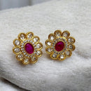 Jewel Addiction Gold Plated Polki Kundan Stone And Beads Studs Earrings