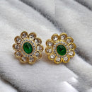 Jewel Addiction Gold Plated Polki Kundan Stone And Beads Studs Earrings