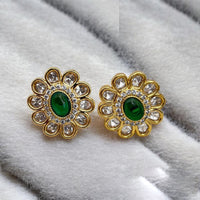 Jewel Addiction Gold Plated Polki Kundan Stone And Beads Studs Earrings