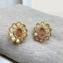 Jewel Addiction Gold Plated Polki Kundan Stone And Beads Studs Earrings
