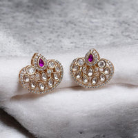 Jewel Addiction Gold Plated Polki Kundan Stone And Beads Studs Earrings