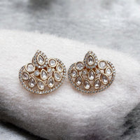 Jewel Addiction Gold Plated Polki Kundan Stone And Beads Studs Earrings