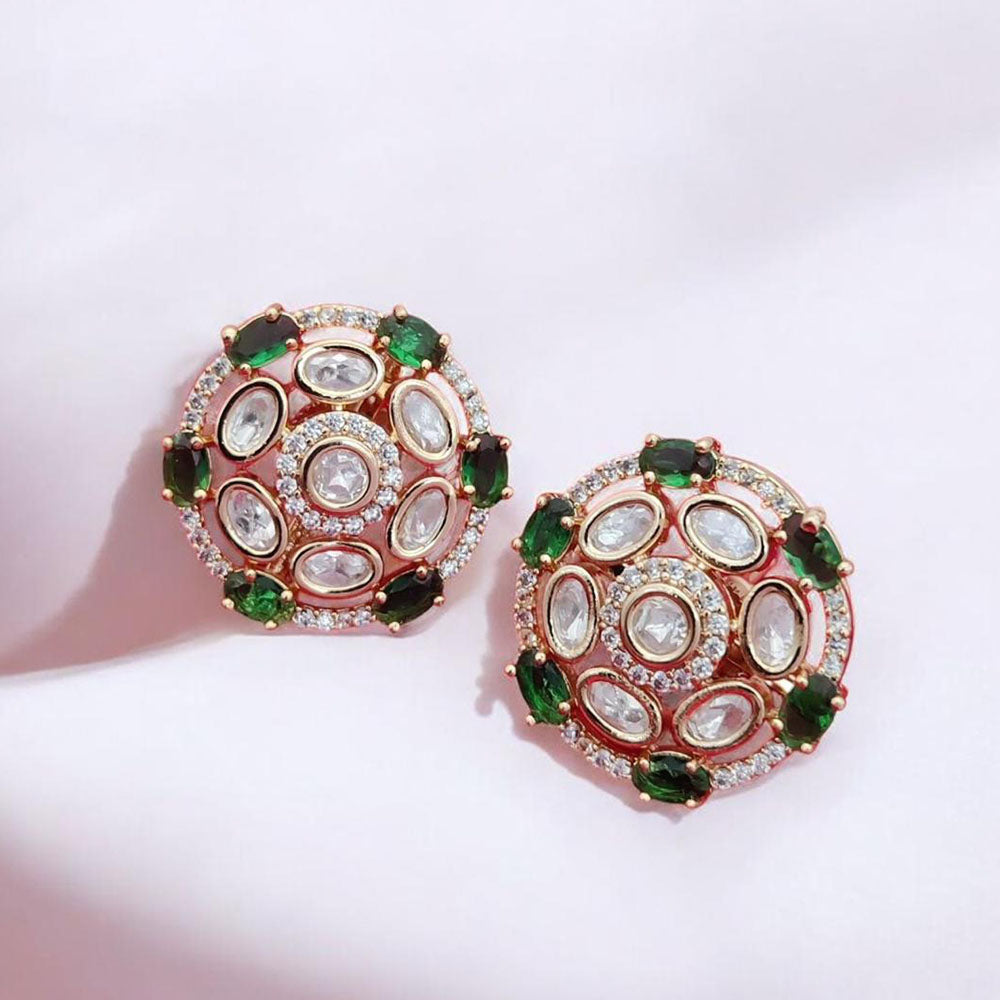 Jewel Addiction Gold Plated Polki Kundan Stone Studs Earrings