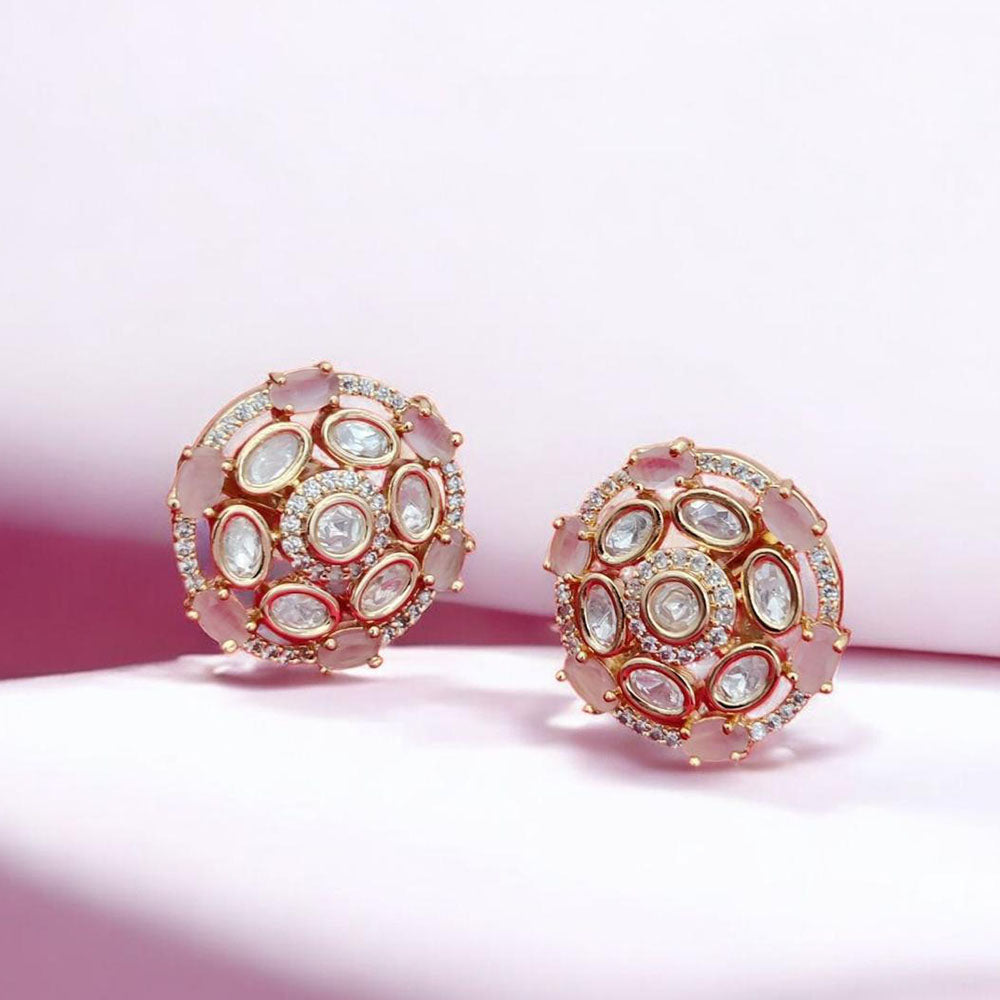 Jewel Addiction Gold Plated Polki Kundan Stone Studs Earrings