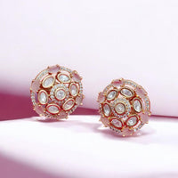 Jewel Addiction Gold Plated Polki Kundan Stone Studs Earrings