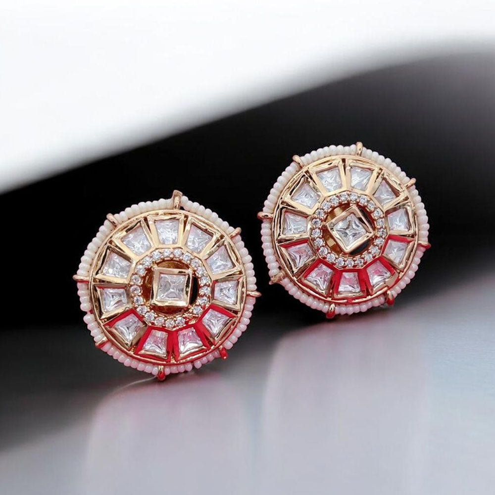 Jewel Addiction Gold Plated Polki Kundan Stone Studs Earrings