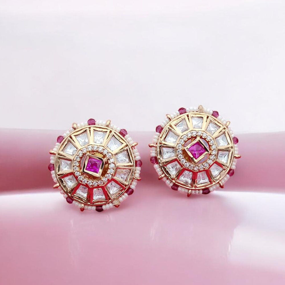 Jewel Addiction Gold Plated Polki Kundan Stone Studs Earrings