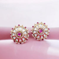 Jewel Addiction Gold Plated Polki Kundan Stone Studs Earrings
