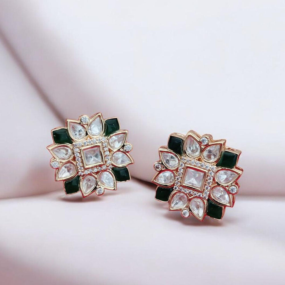 Jewel Addiction Gold Plated Polki Kundan Stone Studs Earrings