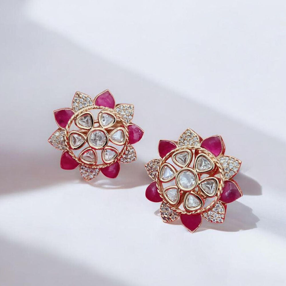 Jewel Addiction Gold Plated Polki Kundan Stone Studs Earrings