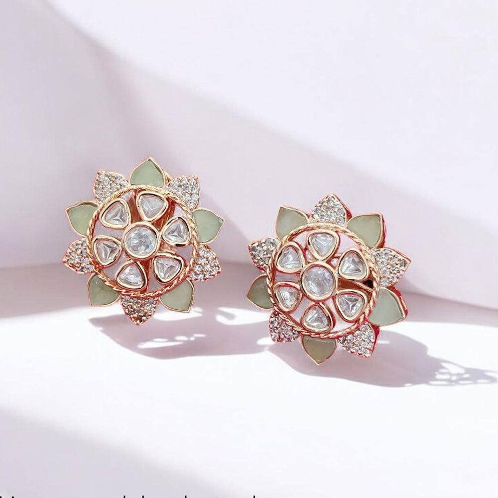 Jewel Addiction Gold Plated Polki Kundan Stone Studs Earrings