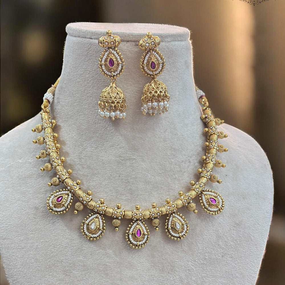 Jewel Addiction Gold Plated Pota And Pearls Necklace Set