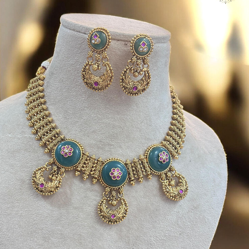 Jewel Addiction Gold Plated Pota And Pearls Necklace Set