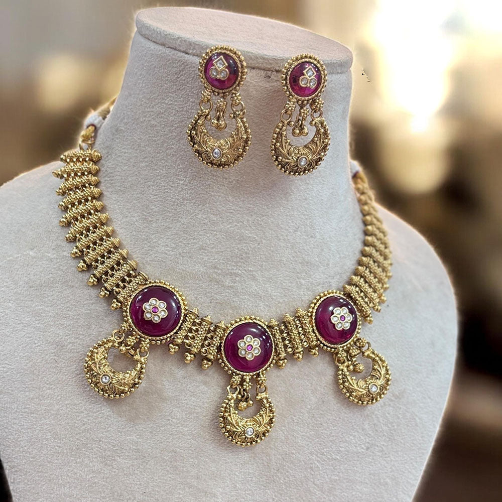 Jewel Addiction Gold Plated Pota And Pearls Necklace Set