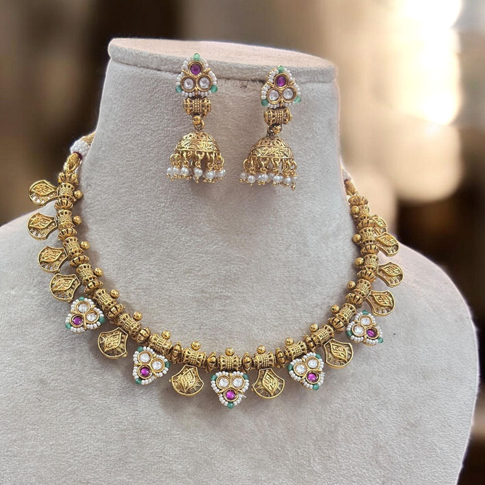 Jewel Addiction Gold Plated Pota And Pearls Necklace Set