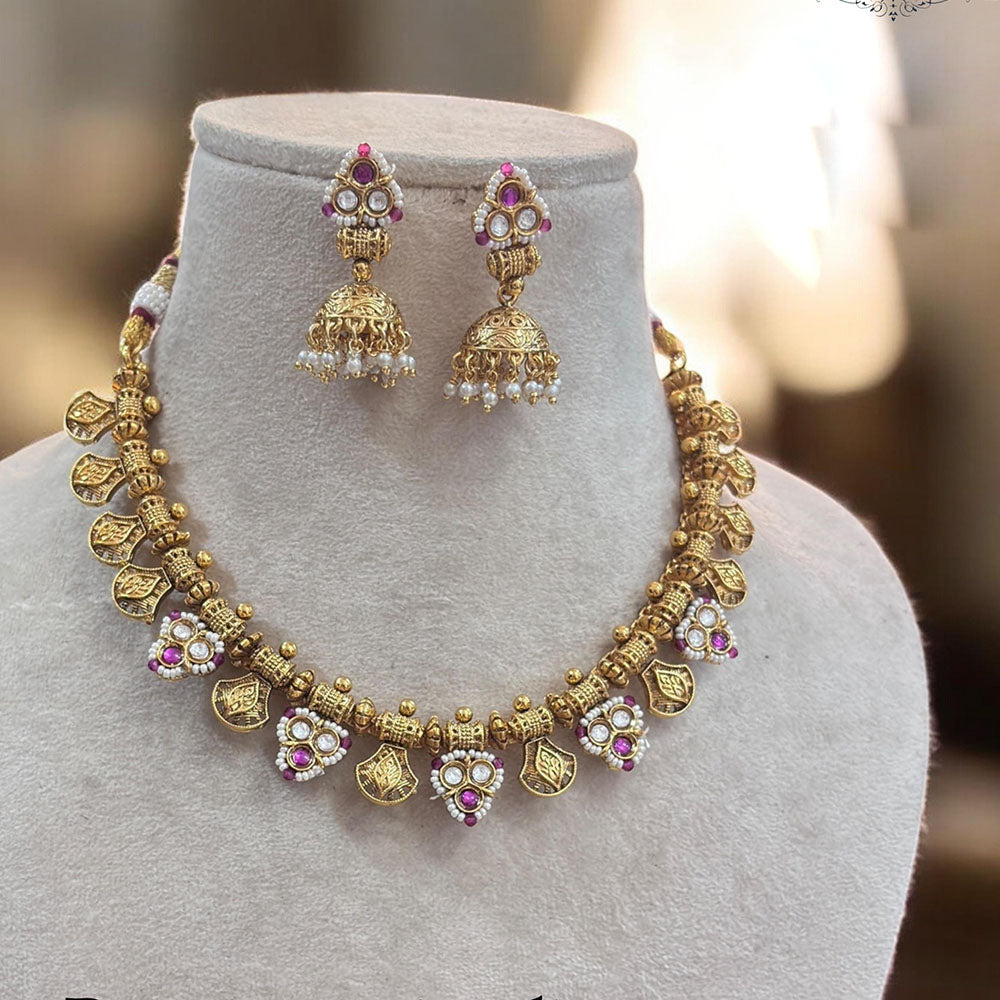Jewel Addiction Gold Plated Pota And Pearls Necklace Set