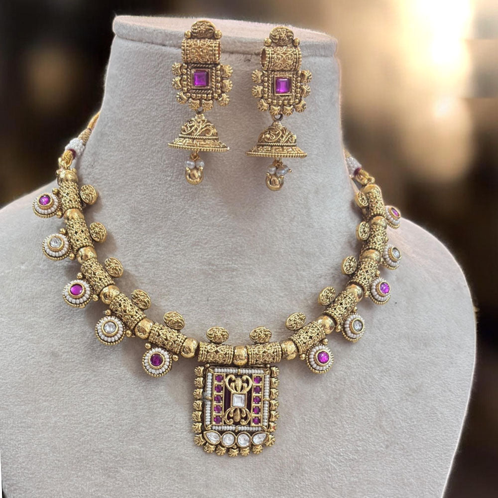 Jewel Addiction Gold Plated Pota And Pearls Necklace Set