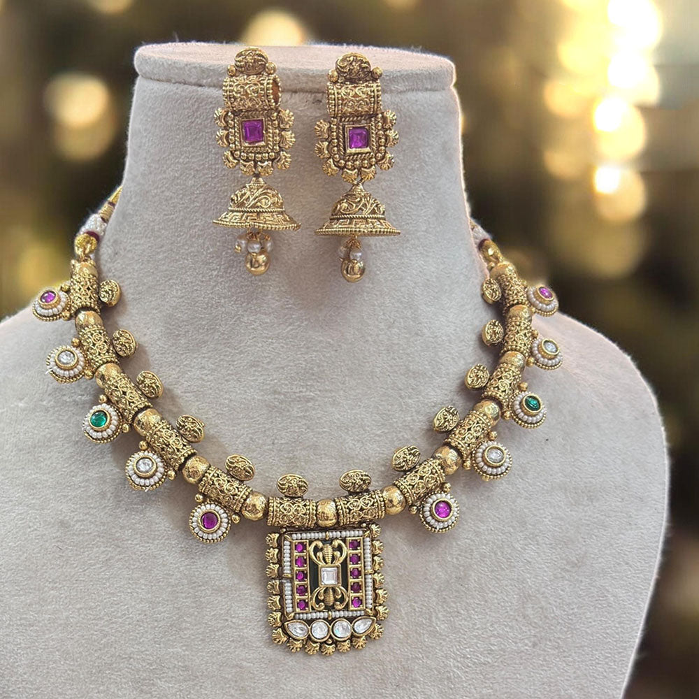 Jewel Addiction Gold Plated Pota And Pearls Necklace Set