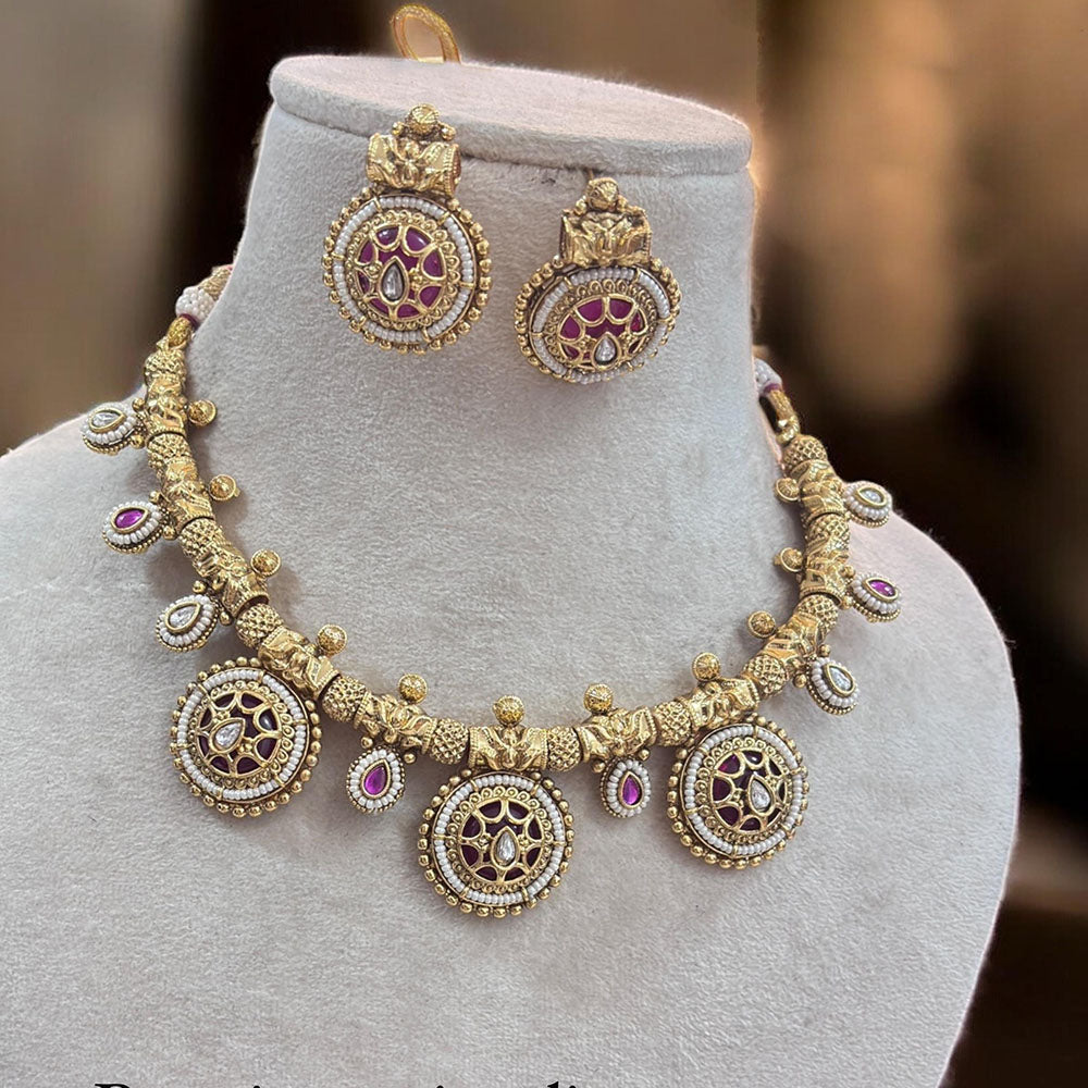 Jewel Addiction Gold Plated Pota And Pearls Necklace Set