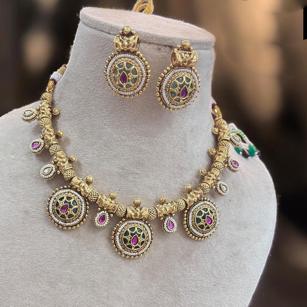 Jewel Addiction Gold Plated Pota And Pearls Necklace Set