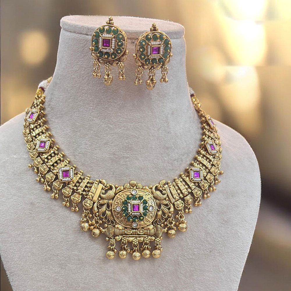 Jewel Addiction Gold Plated Pota And Pearls Necklace Set