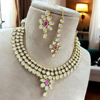 Jewel Addiction Gold Plated Polki Kundan Stone Necklace Set