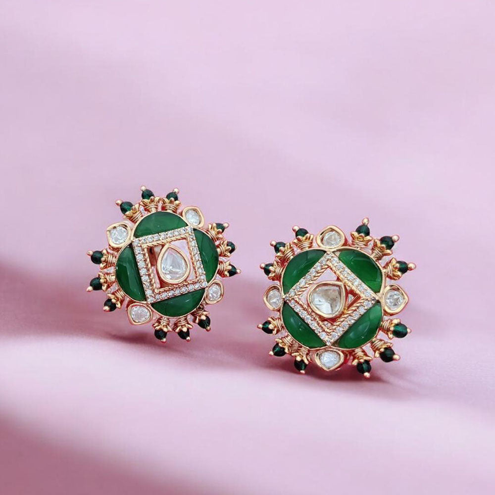 Jewel Addiction Gold Plated Polki Kundan Stone Studs Earrings