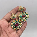 Jewel Addiction Gold Plated Pota Stone Meenakari Dangler Earrings