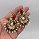 Jewel Addiction Gold Plated Pota Stone And Pearl Meenakari Dangler Earrings