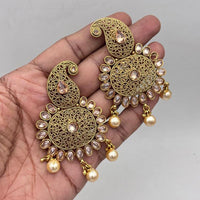 Jewel Addiction Gold Plated Crystal Stone And Pearl Dangler Earrings
