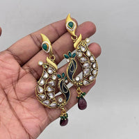 Jewel Addiction Gold Plated Kundan Stone And Pearl Dangler Earrings