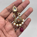 Jewel Addiction Gold Plated Pota Stone And Pearl Dangler Earrings