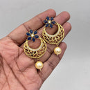 Jewel Addiction Gold Plated Crystal Stone And Pearl Dangler Earrings