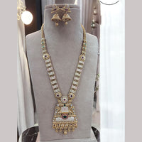 Jewel Addiction Gold Plated Pota Stone Meenakari Long Necklace Set