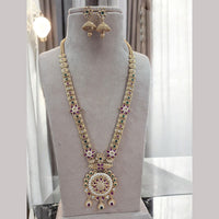 Jewel Addiction Gold Plated Pota Stone Meenakari Long Necklace Set