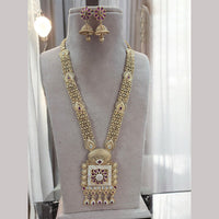 Jewel Addiction Gold Plated Pota Stone Meenakari Long Necklace Set