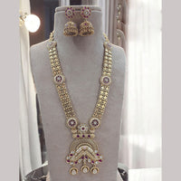 Jewel Addiction Gold Plated Pota Stone Meenakari Long Necklace Set