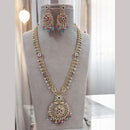 Jewel Addiction Gold Plated Pota Stone Meenakari Long Necklace Set