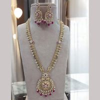 Jewel Addiction Gold Plated Pota Stone Meenakari Long Necklace Set