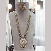 Jewel Addiction Gold Plated Pota Stone Meenakari Long Necklace Set