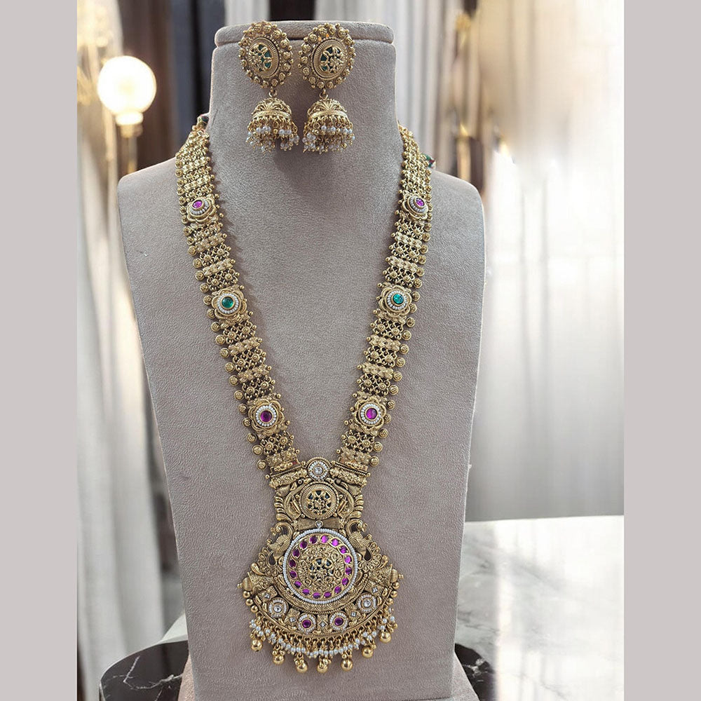 Jewel Addiction Gold Plated Pota Stone Long Necklace Set