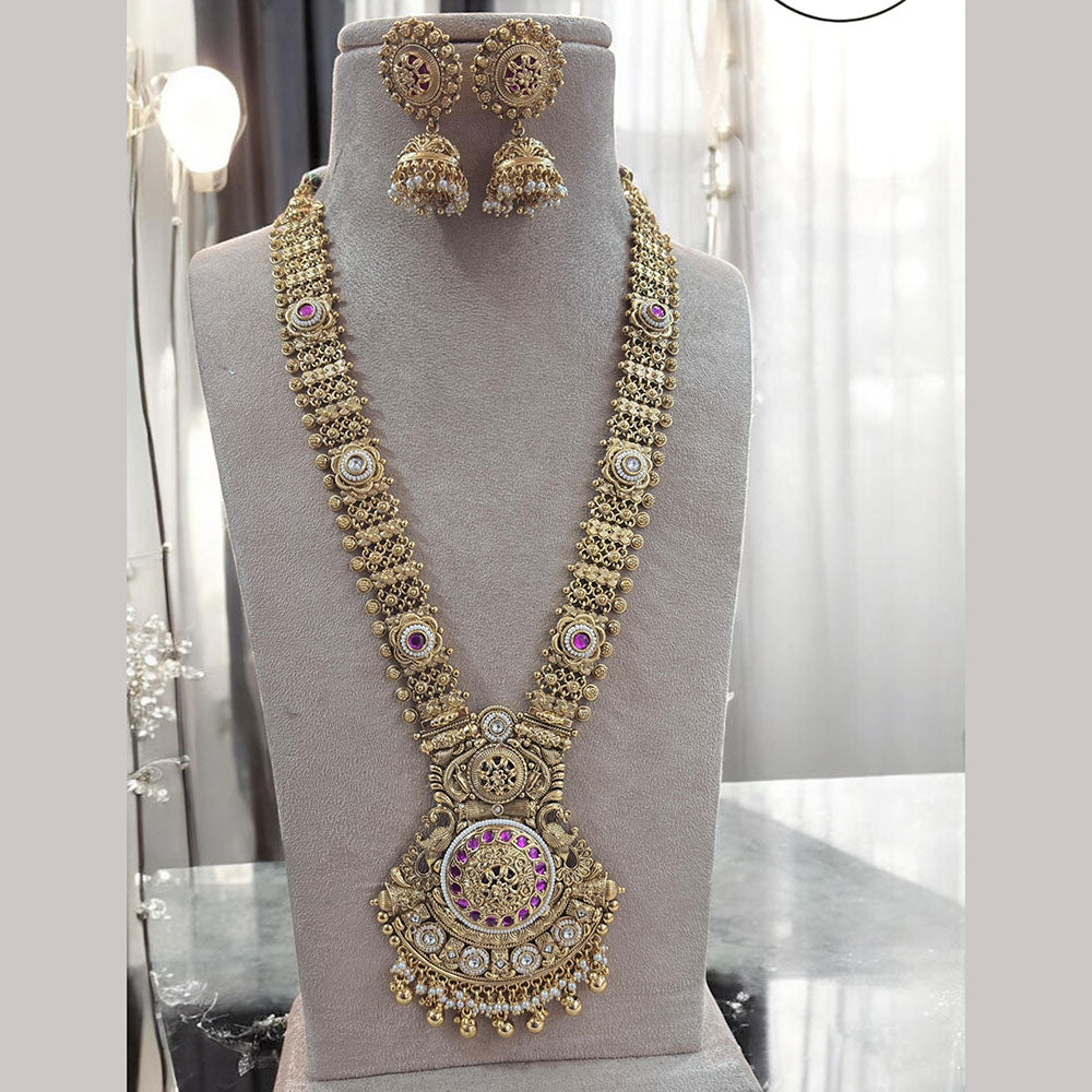 Jewel Addiction Gold Plated Pota Stone Long Necklace Set