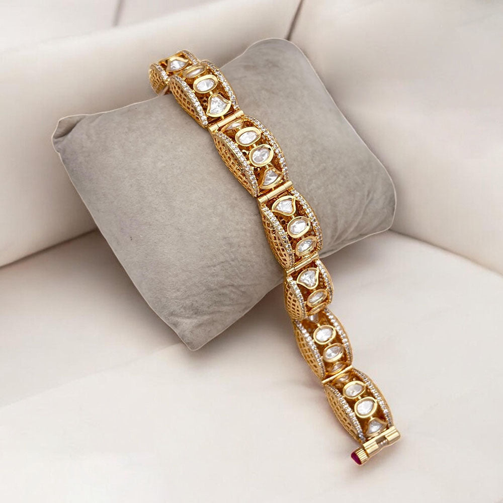 Jewel Addiction Copper Gold Polki Kundan Openable Bracelet